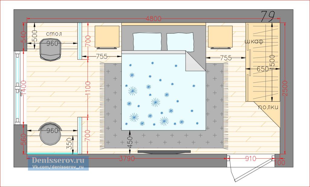 планировка спальни 12 кв м с фото прямоугольная форма | Студия Дениса Серова