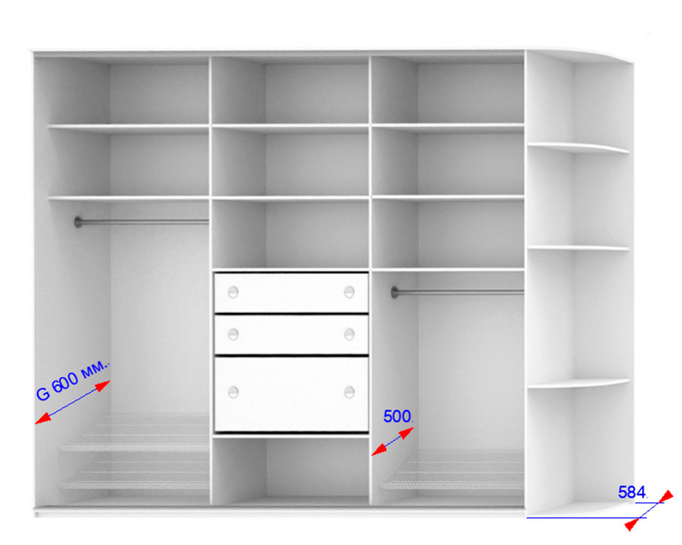 Размеры шкафа купе : высота : ширина : глубина